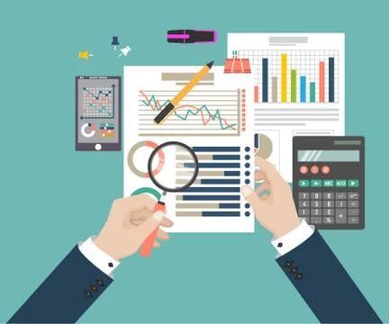 Auditing concept, tax process, analysis, data, accounting, planning, management Stock Illustration