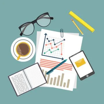 Auditing concept, tax process, analysis, data, accounting, planning, management Illustrazione stock