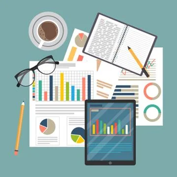Auditing concept, tax process, analysis, data, accounting, planning, management イラスト素材