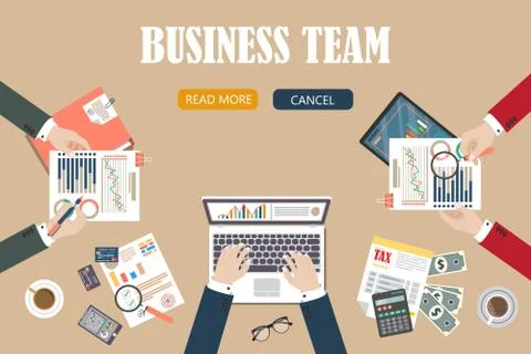 Auditing concept, tax process, analysis, data, accounting, planning, management Stock Illustration