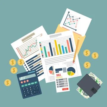Auditing concept, tax process, analysis, data, accounting, planning, management Stock Illustration