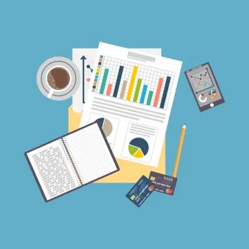 Auditing concept, tax process, analysis, data, accounting, planning, management Illustrazione stock