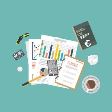 Auditing concept, tax process, analysis, data, accounting, planning, management Stock Illustration