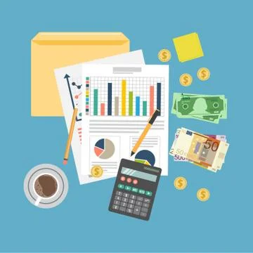 Auditing concept, tax process, analysis, data, accounting, planning, management Stock Illustration