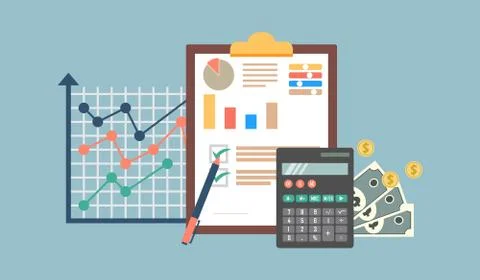 Auditing concept, tax process, analysis, data, accounting, planning, management Stock Illustration