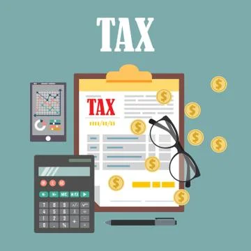Auditing concept, tax process, analysis, data, accounting, planning, management Stockillustratie