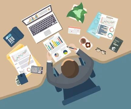 Auditing concept, tax process, analysis, data, accounting, planning, management Stock Illustration
