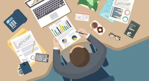 Auditing concept, tax process, analysis, data, accounting, planning, management Stock Illustration