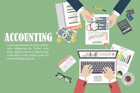 Auditing concept, tax process, analysis, data, accounting, planning, management Stock Illustration