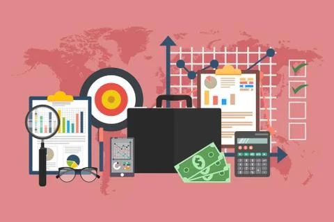 Auditing concept, tax process, analysis, data, accounting, planning, management Stockillustratie