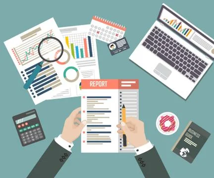 Auditing concept, tax process, analysis, data, accounting, planning, management Stock Illustration