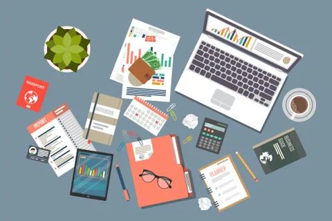 Auditing concept, tax process, analysis, data, accounting, planning, management Stock Illustration