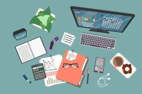 Auditing concept, tax process, analysis, data, accounting, planning, management Stock Illustration