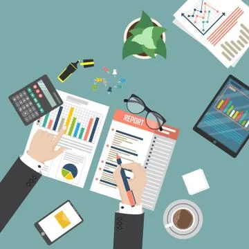Auditing concept, tax process, analysis, data, accounting, planning, management Stock Illustration