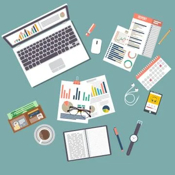 Auditing concept, tax process, analysis, data, accounting, planning, management Stock Illustration