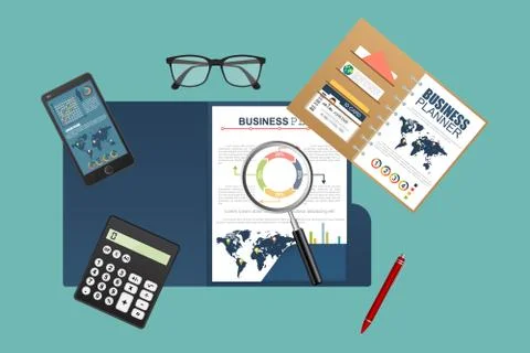 Auditing concept, tax process, analysis, data, accounting, planning, management Stock Illustration