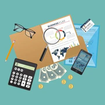 Auditing concept, tax process, analysis, data, accounting, planning, management Illustrazione stock