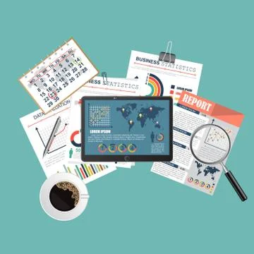 Auditing concept, tax process, analysis, data, accounting, planning, management Stock Illustration