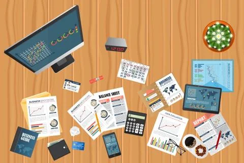 Auditing concept, tax process, analysis, data, accounting, planning, management Stock Illustration