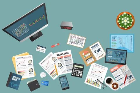 Auditing concept, tax process, analysis, data, accounting, planning, management Stock Illustration