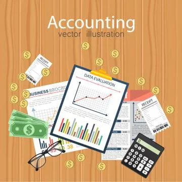 Auditing concept, tax process, analysis, data, accounting, planning, management Stock Illustration