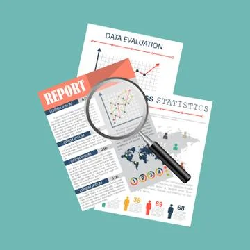 Auditing concept, tax process, analysis, data, accounting, planning, management Stock Illustration