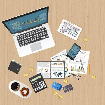 Auditing concept, tax process, analysis, data, accounting, planning, management Illustrazione stock