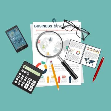 Auditing concept, tax process, analysis, data, accounting, planning, management Illustrazione stock