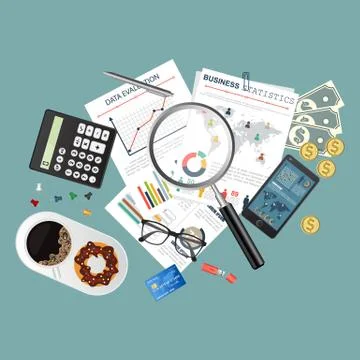 Auditing concept, tax process, analysis, data, accounting, planning, management イラスト素材