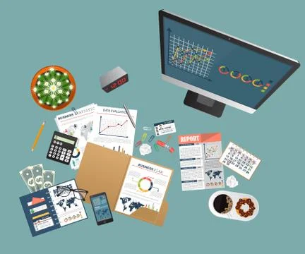 Auditing concept, tax process, analysis, data, accounting, planning, management Stock Illustration