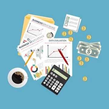 Auditing concept, tax process, analysis, data, accounting, planning, management Stock Illustration