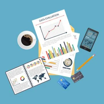 Auditing concept, tax process, analysis, data, accounting, planning, management Stock Illustration