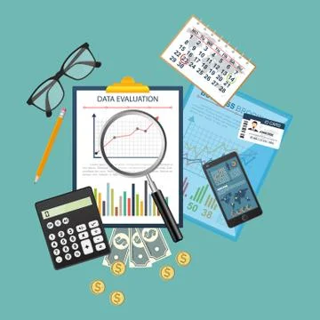 Auditing concept, tax process, analysis, data, accounting, planning, management 스톡 일러스트
