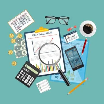Auditing concept, tax process, analysis, data, accounting, planning, management Stock Illustration