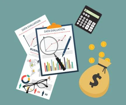 Auditing concept, tax process, analysis, data, accounting, planning, management Illustrazione stock