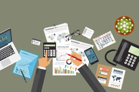 Auditing concept, tax process, analysis, data, accounting, planning, management Illustrazione stock