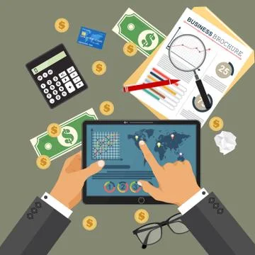 Auditing concept, tax process, analysis, data, accounting, planning, management Stock Illustration