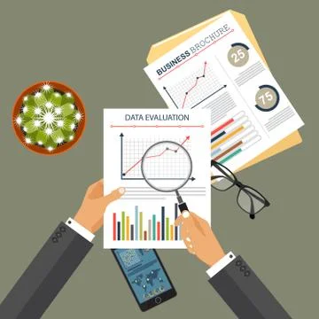 Auditing concept, tax process, analysis, data, accounting, planning, management Stock Illustration