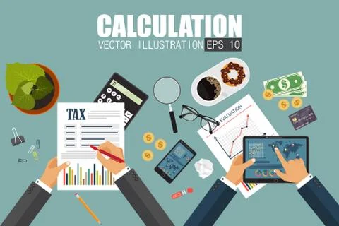 Auditing concept, tax process, analysis, data, accounting, planning, management Illustrazione stock
