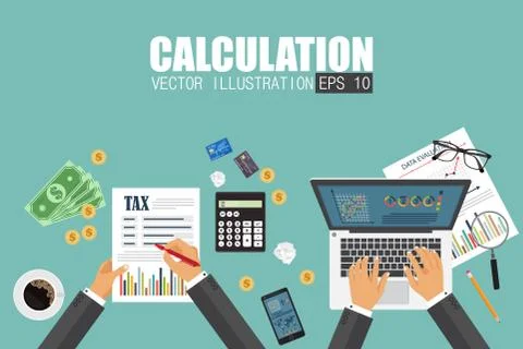 Auditing concept, tax process, analysis, data, accounting, planning, management Stock Illustration