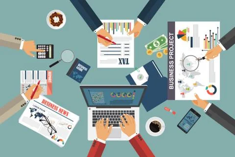 Auditing concept, tax process, analysis, data, accounting, planning, management Stock Illustration
