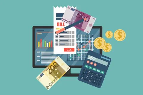 Auditing concept vector illustration. Tax process. Business background. Flat des Illustrazione stock