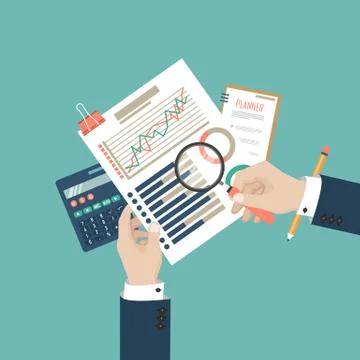 Auditing concept vector illustration. Tax process. Business background. Flat des Illustrazione stock