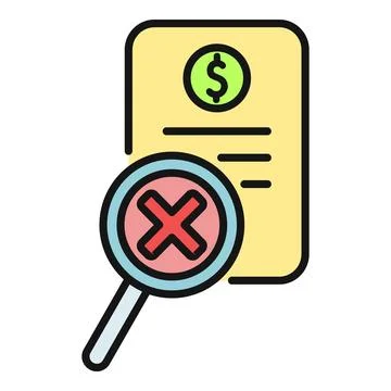 Auditing financial document, rejecting payment, finding error Stockillustratie