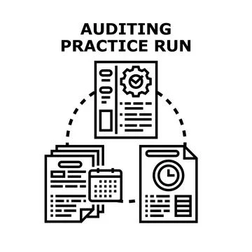 Auditing practice run concept with financial report management Stock Illustration