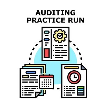 Auditing practice run concept with financial report management 库存插图