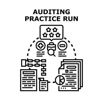 Auditing practice run evaluating financial data process Illustrazione stock