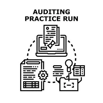 Auditing practice run process with data analysis Stock Illustration