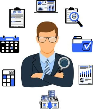 Auditing, Tax process, Accounting Banner Stock Illustration