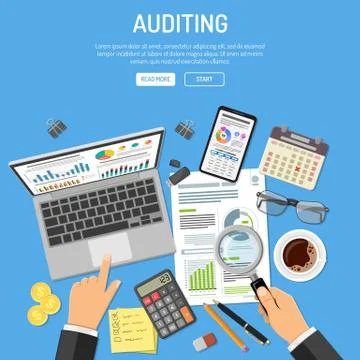 Auditing, Tax process, Accounting Concept Stock Illustration